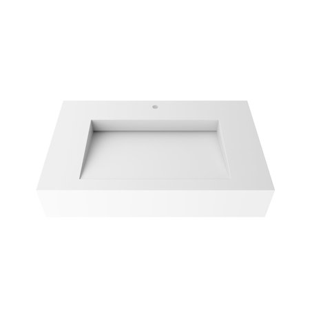 CASTELLO USA Pyramid 30” Solid Surface Wall-Mounted Bathroom Sink in White CB-GM-2053-30